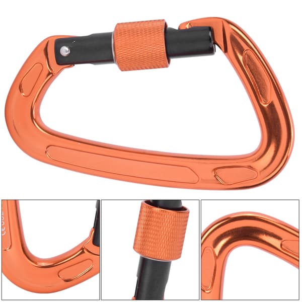 7075 Flygplansaluminium Master Lock Karbinhake D Ring Säkerhetsspänne Säkerhetsutrustning för Utomhusklättring Campingorange