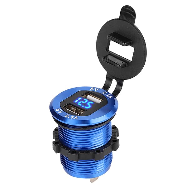 12V 24V Cigartænderstik Dobbelt USB-oplader med LED Voltmeter til Motorcykel