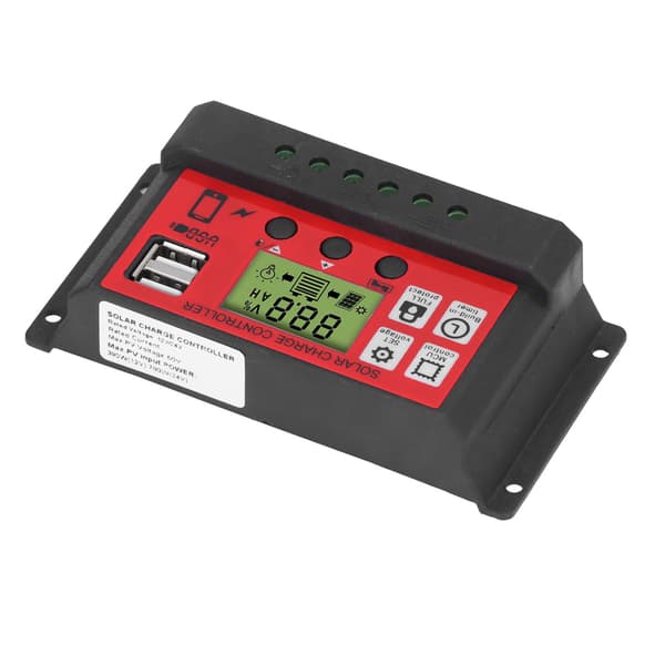 Solar ladekontroller justerbar solcellepanel batteri intelligent regulator med LCD-skjerm 12V 24V30A