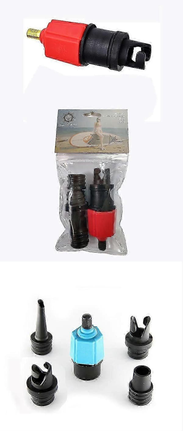 Oppustelig SUP Pump Adapter Kompressor Luftventil Konverter Med 4 Luftventil Dyser Red