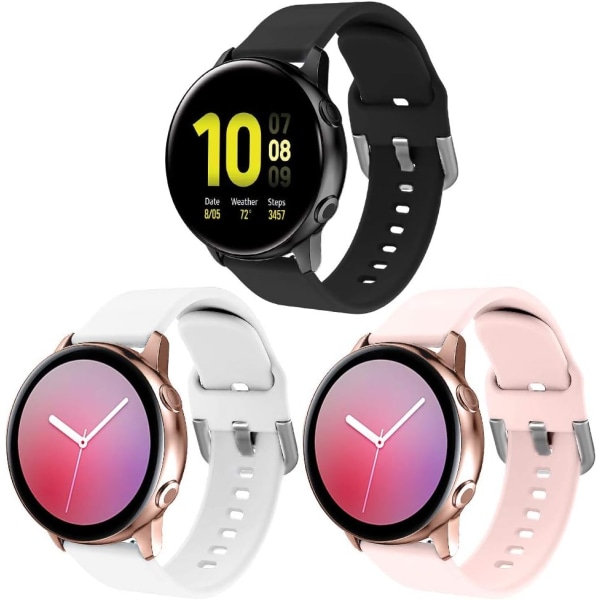 Silikone rem kompatibel med Samsung Galaxy Watch 3 41 mm rem / Aktiv 40 mm rem / Active 2 rem / Galaxy Watch 42 mm rem, Dame Mænd Soft Silico