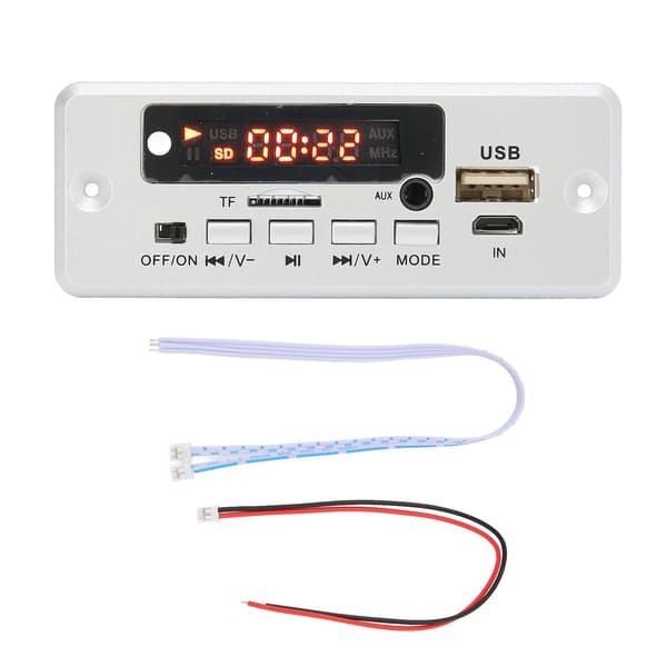 12V MP3 Dekoderkort AUX USB-port Minneskort U Disk Silver 02EA