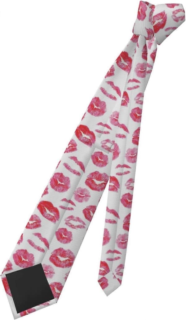 Herrslips Rosa Sexig Läpptryck Klassisk Sidenslips Halsdukar Klassisk Design Satin Tryckt Slips Formella Slipsar För Män