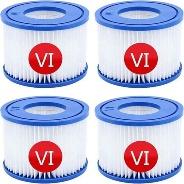 Swimming Pool Filter Cartridges for Bestway VI for Lay-Z-Spa Miami, Set of 4 Filters, Swimming Pool Cleaning Filter Filt