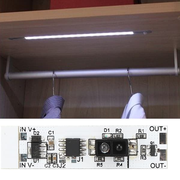 Infrarød Refleksjonssensor Brytermodul Håndbevegelse LED Skaplampe DC 5V til 12V