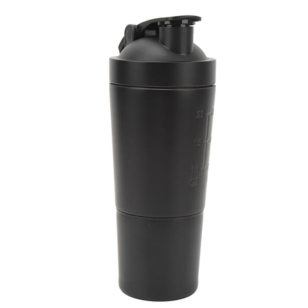 Protein Shaker-flaske i rustfrit stål 600 ml Bærbar Mixer Kop med ståltrådskugle til Pre Workout Sort