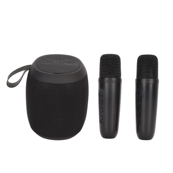 Bluetooth Karaoke Højttaler med 2 Mikrofoner RGB Lys Indendørs Udendørs Brug Sort