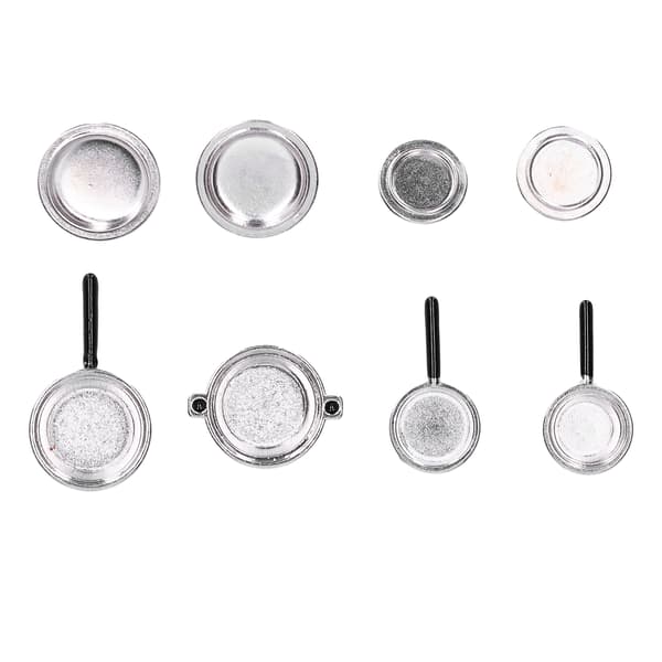 1:12 Dockskåp Metallkastrull Silver Miniatyr Spishäll Köksaccessoarer Leksak