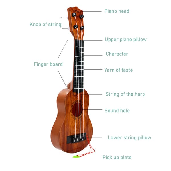 Bärbar Barn Ukulele Gitarr - Pedagogisk 4-strängad Leksak för Nybörjarmusiker