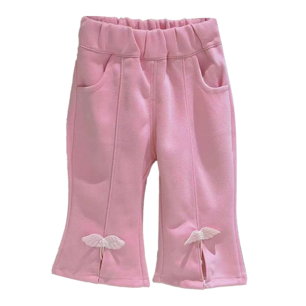 Toddler Flickor Utsvängda Byxor Elastisk Midja Lös Passform Bomull Rosa 120cm
