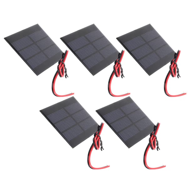 5 st Mini Solpanel Battericellskort Modul 60x80x3MM 0.65W 1.5V med 30cm Kabel