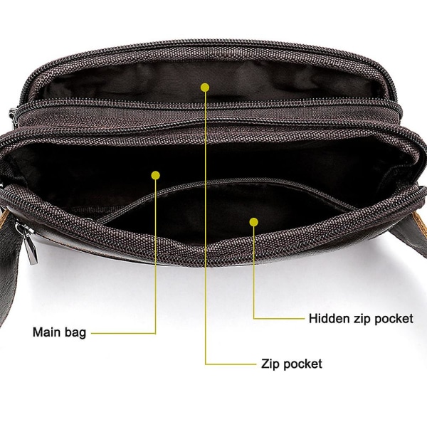 Läder Fanny Pack för män kvinnor, mjuk och slitstark bältesväska för löpning, promenader, jogging, vandring 8966 coffee color