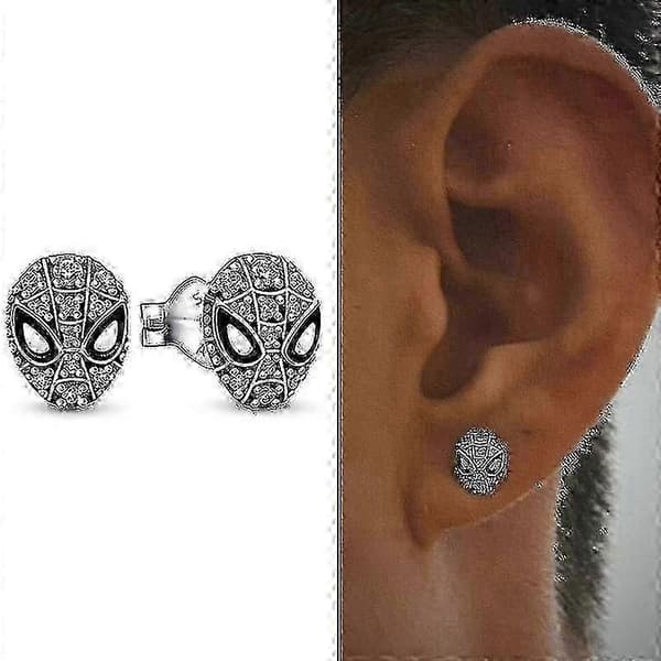 SpiderMan Maske Design Pave Øreringe 925 Sterling Sølv Statement Smykker til Mænd og Kvinder 3