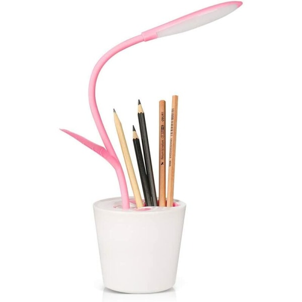 Pink 10*10*41CmUSB Storage Pen Holder Creative Student Learning Desk Lamp Tease Miao Touch Charging Desk Lamp，Suitable f