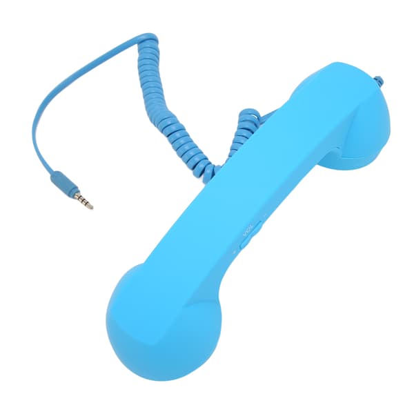 Retro Strålningssäker Trådbunden Telefonlur 3,5 mm Plugg för Smartphone Dator Himmelsblå