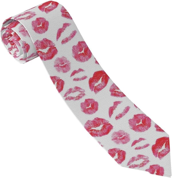 Herrslips Rosa Sexig Läpptryck Klassisk Sidenslips Halsdukar Klassisk Design Satin Tryckt Slips Formella Slipsar För Män
