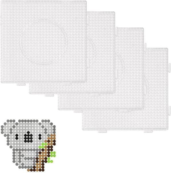 4 pcs Bead Boards, 5 mm Fuse Bead Boards Large Round Square Transparent Plastic Boards, Bead Boards, Square Bead Boards