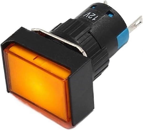 Rektangulær overflate i plast 16 mm monteringsstørrelse LED-indikatorlampe 12V 24V 110V 220V lampe med pinner (hvit 12V)
