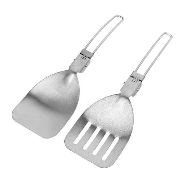 2st 304 Rostfritt Stål Vikbar Stekspade Portabel Matvändare Utomhus Picknickutrustning