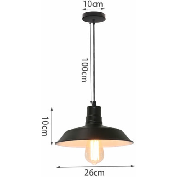 Set of 2 Metal Pendant Light E27 Chandelier for Bedroom Corridor Living Room Bar Black - Black