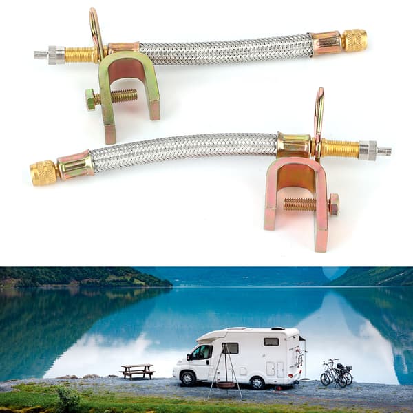 2 stk. Universal Bil Dækventil Forlænger Adapter Rustfrit Stål Flettet Slange 150mm