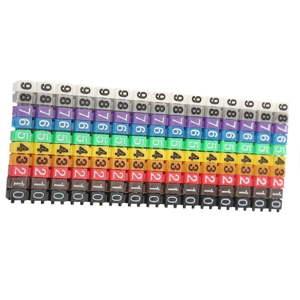 Digital nummermarkör för kabel, färgglad (150 st 1,5 mm²)