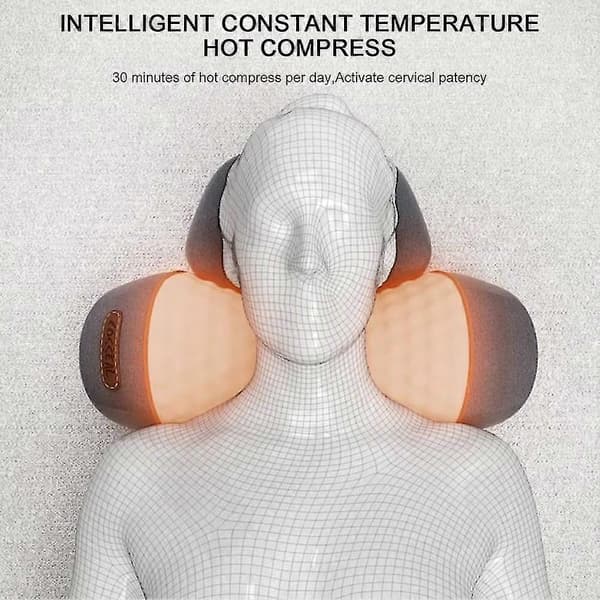 Cervical Memory-Foam Nakkepude Massage Varme Træk til Sovende Langsom Rebound Memory Pude Ergonomisk Støtte Per Space Gray Single