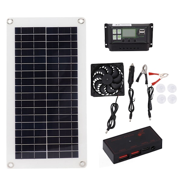 Bærbar 10W 18V Solpanel Ventilator Kit med 30A Controller Polysilicium