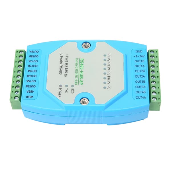 RS485 Industriell Hub 8 Porter 300 til 460800bps 32 Noder Selvtilpassende Halv Dupleks Repeater Relé Forlengelse