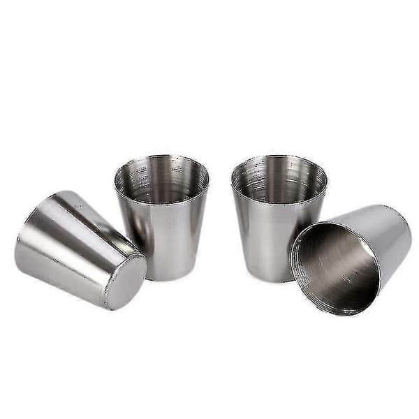 8 stk. snapseglas med kopholder, snapseglas i rustfrit stål, 30 ml