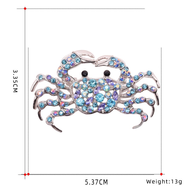 Rhinestone Lovely Crab Brosch Emalj Brosch Pin Smycken