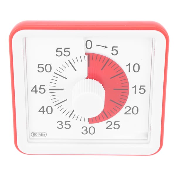 Visuell Timer Stille Stille Telling 60 Minutter Nedtellingstimer for Studenter Kjøkken Rød