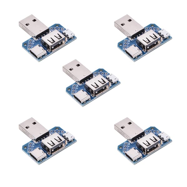 5 kpl USB-sovitinlevy uros USB - naaras Type C 4P 2,54 mm siirtolevy