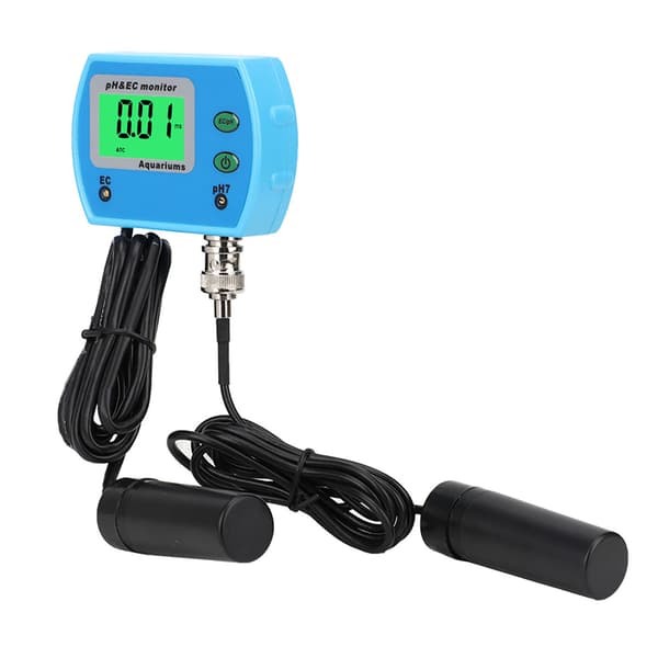 Profesjonell 2-i-1 PH EC-måler Multifunksjonell Vannkvalitetsmonitor for Akvarium 220V EU-plugg