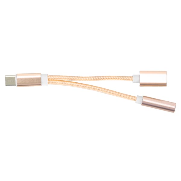 Type C til 3,5 mm Audio Oplader Adapter 2 i 1 Konverter til Xiaomi Huawei Guld