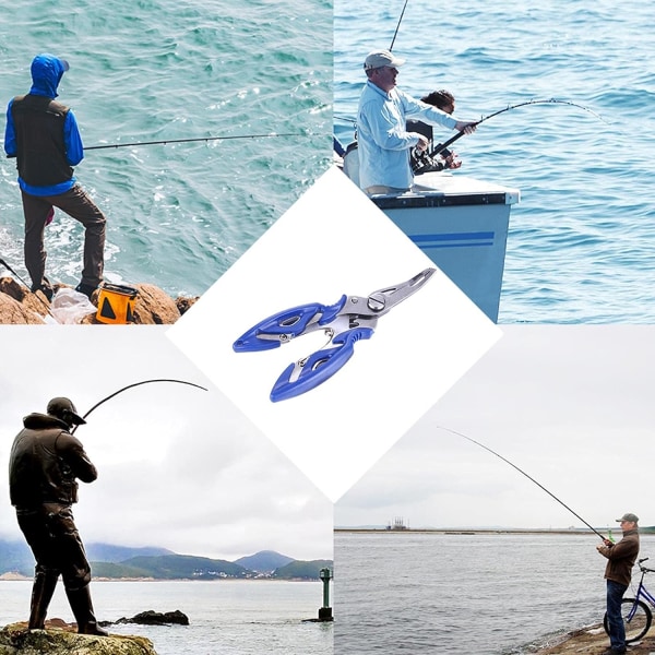 Fisketænger Saks Multifunktionstænger Fjerner Fiskeværktøj Kutter Fisk Brug tænger—Blå,