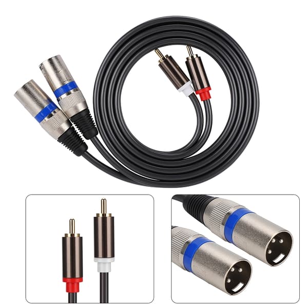 1,5 m RCA han til XLR han lydadapterkabel patchledning dobbelt række PVC-ledning