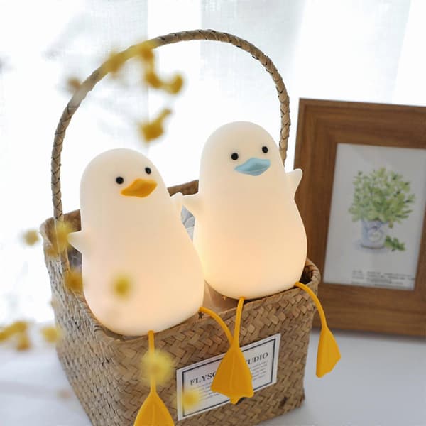 Rechargeable Cute Soft Duck Silicone Night Light Cute Phone Holder Yellow