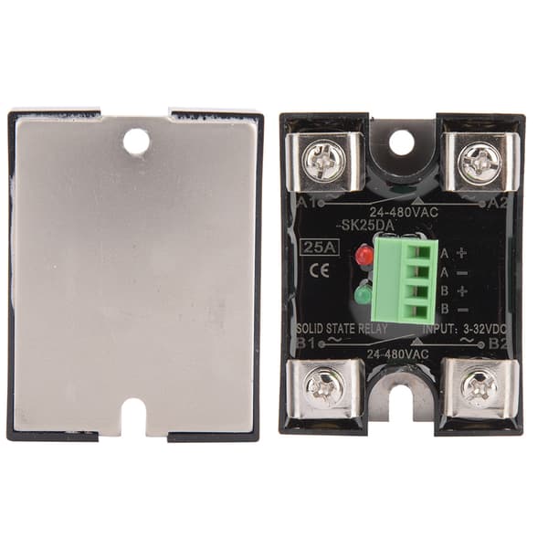 BERM Solid State Relæ Dobbeltkanal DC-styring AC Enkeltfase SSR 25A 24 480VAC BERM SK25DA