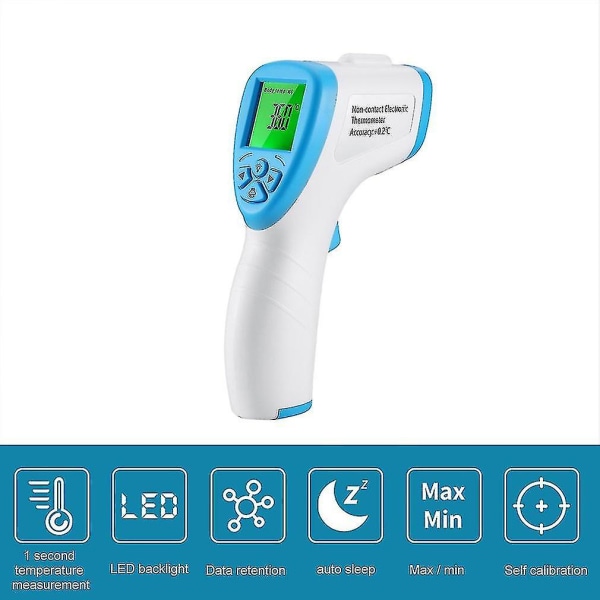 Berøringsfri infrarød laser pandetemperaturværktøj til voksent barn Digital temperaturmonitoralarm