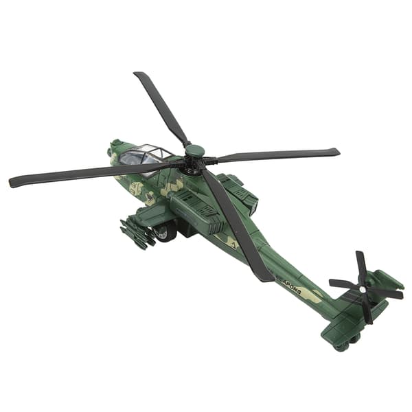 Alloy Copter Støbt Træk Tilbage Legetøj med Lyd Lys Grøn Flymodel Samling