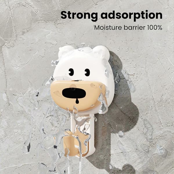 Suction Cup Hook Cartoon Animal Waterproof Bathroom Hook Removable Wall Hook for Bathroom Towels Kitchen Utensils White