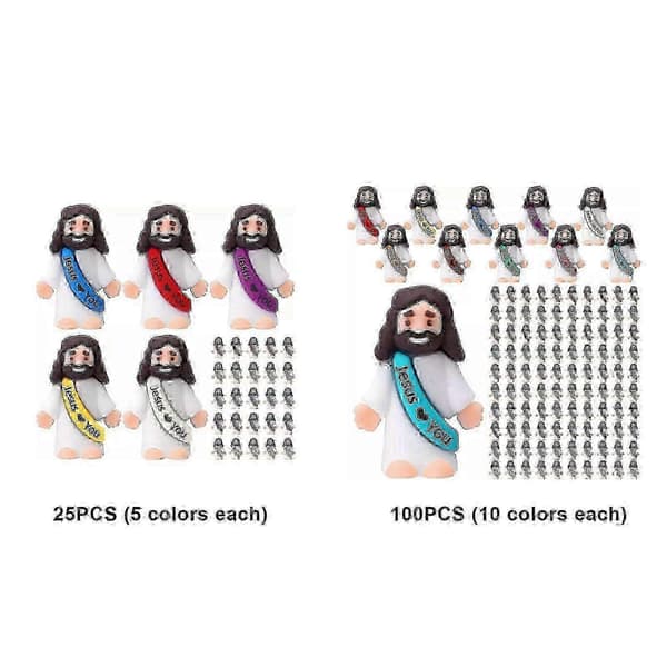 25/100 kpl Mini Jeesus-hahmoja Jeesus rakastaa sinua Jeesus-leluja Pieni Jeesus 25PCS