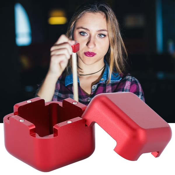 Aluminium Bærbar Mini Kø Tip Kridt Holder Billard Pool Kridt Bære Etui (Rød)