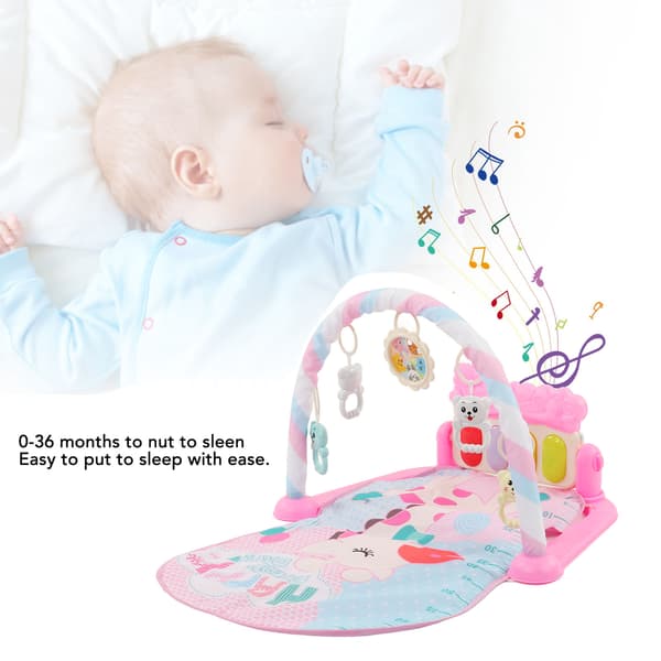 Sparkematte med piano og rangleleker for spedbarn - Rosa