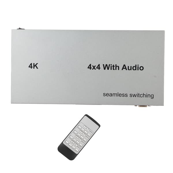 HD Multimedia Interface Switch 4 ind 4 ud 4K 30Hz Video Switcher Splitter Audio Extractor til PC Projektor 100-240V EU Stik