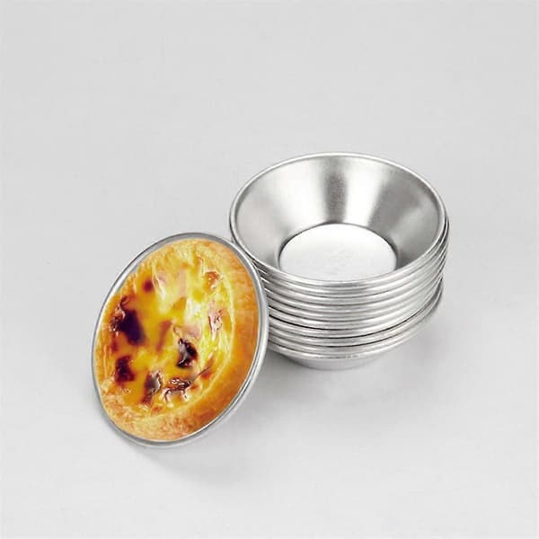 25 Pakning Egg Terteform Egg Tertekopp Egg Tertebunn, Rund Gjenbrukbar Nonstick (Aluminium) Silver