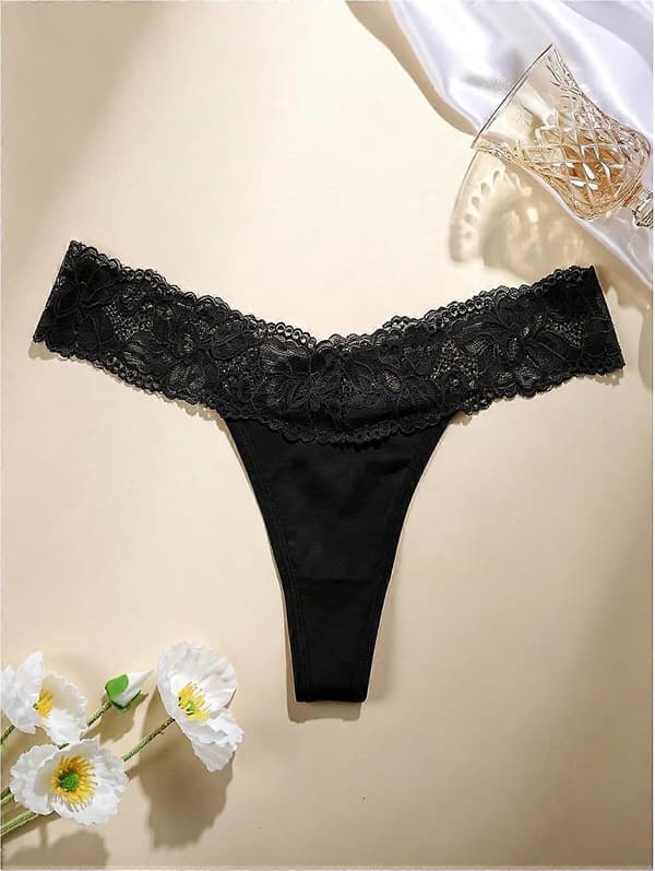 Blondetrusser for kvinner, lavt liv, komfortable truser Solid Black Large