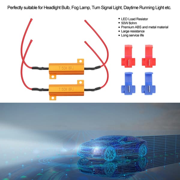 2 stk. 50W 8ohm Wirewound Load Resistor Decoder Fix LED Pærer Hyper Flash Blinklys
