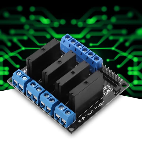 4-kanals solid state relémodul DC-AC 5V høynivåutløser med sikring 2A
